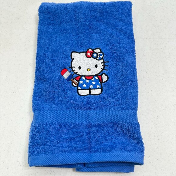 Hello Kitty Towels Embroidered July 4th Hand Towel Set Cute Bathroom Holiday - Picture 3 of 7